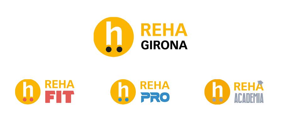 4 logos: Rehagirona, RehaFit, Rehapro y Rehacademia