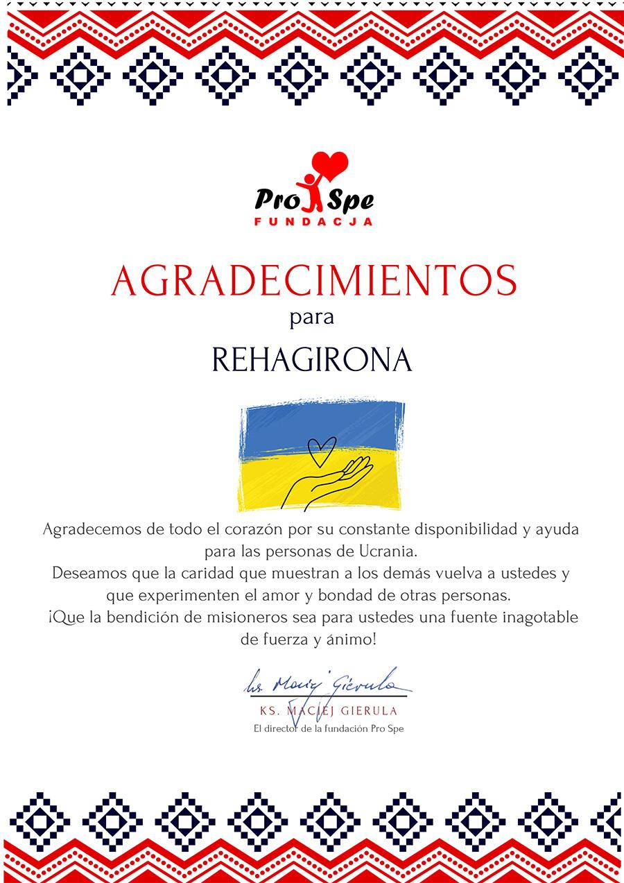 Colaboramos con Fundacja Pro Spe para proporcionar ayuda en Ucrania - Rehagirona