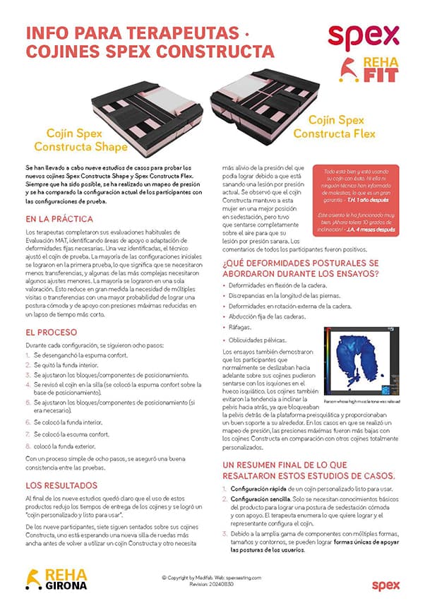 INFO PARA TERAPEUTAS · COJINES SPEX CONSTRUCTA